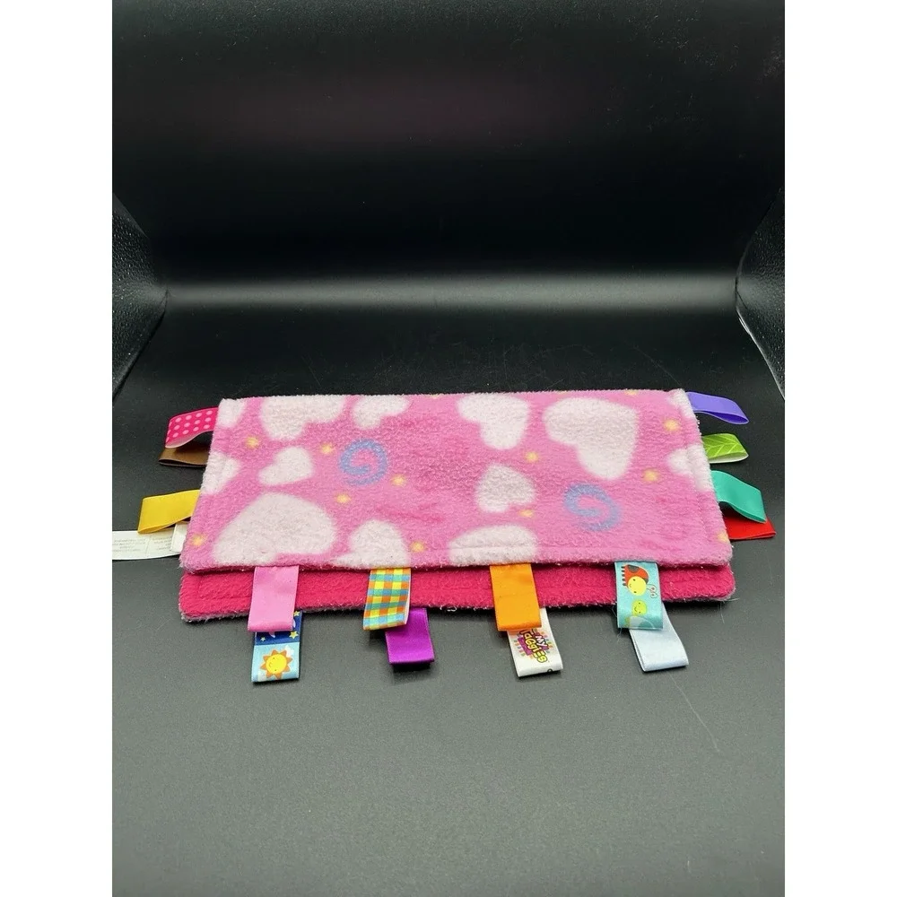 Taggies Pink Flower Polka Dot Baby Blanket Lovey Lovie 12x12